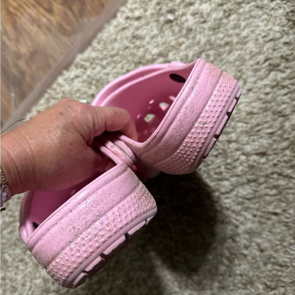CROCS Pink Sparkle Sandals Lightweight Comfort